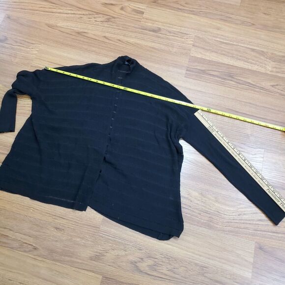 Eileen Fisher Black semi Sheer Open Front Cardigan Women PS Petite Small Viscose - Picture 6 of 8